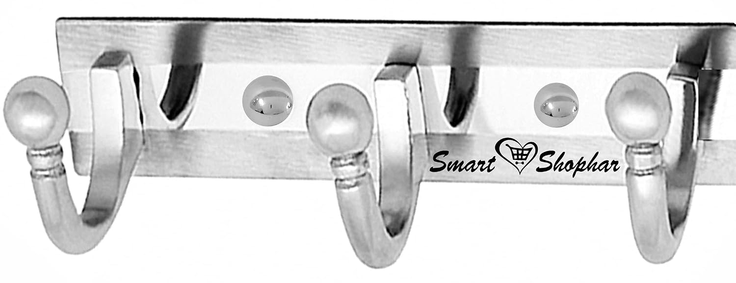 SMART SHOPHAR Ego Wall Hook 3 Legs Silver Pack of 1 / Modern Hook and Hanger for Hanging Keys, Cup, Coat, Hat, Kitchens Towel in Bathroom and Office/Screws with Plastic Plugs