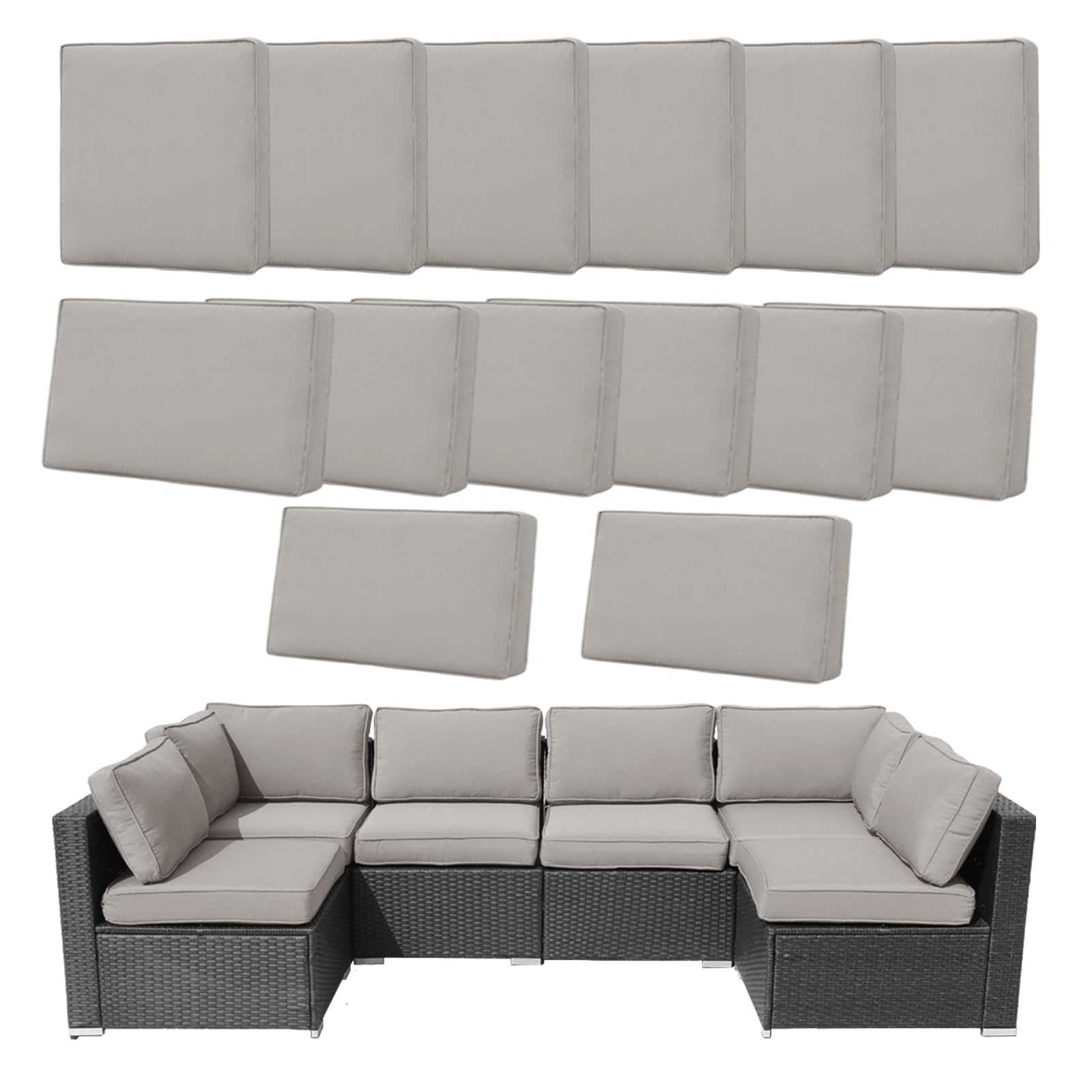 Nevsokio 14 Pcs Patio Cushion Covers Light Gray