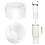 Upgrade 2PCS Protective Silicone Boot Bumper for Stanley Quencher Adventure 40oz 30oz IceFlow 20oz 30oz Tumbler, Water Bottle Bottom Sleeve Cover Accessories for Stanley Mug Cup(Glitter Silver)