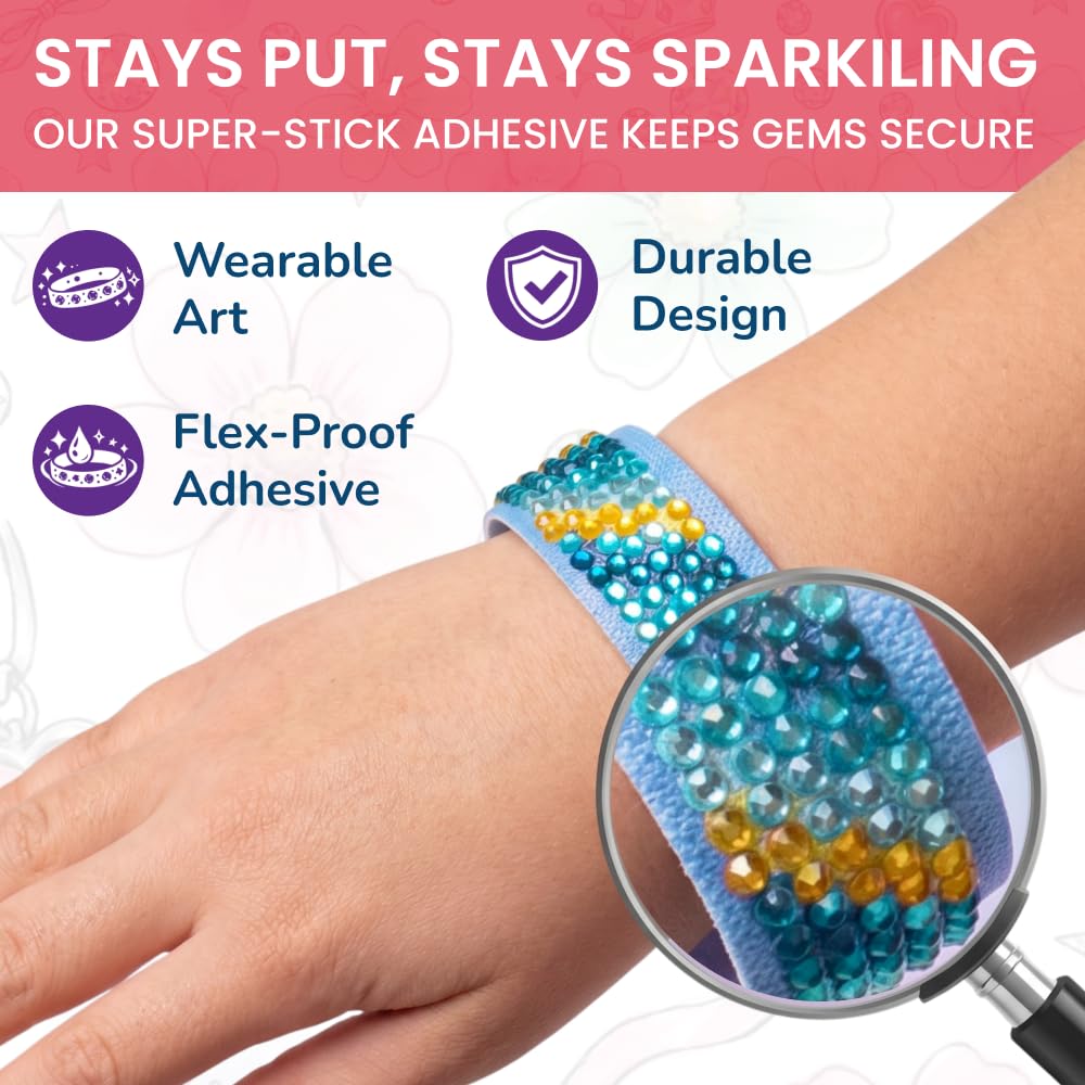 Diamant-Kunst-Armband-Set – enthält 6 Stück – Armbandherstellungs-Set für Mädchen – Diamant-Kunst-Sets für Kinder – Diamantkunst für Kinder – Diamantkunst für Kinder – DIY-Armbandherstellungs-Set für