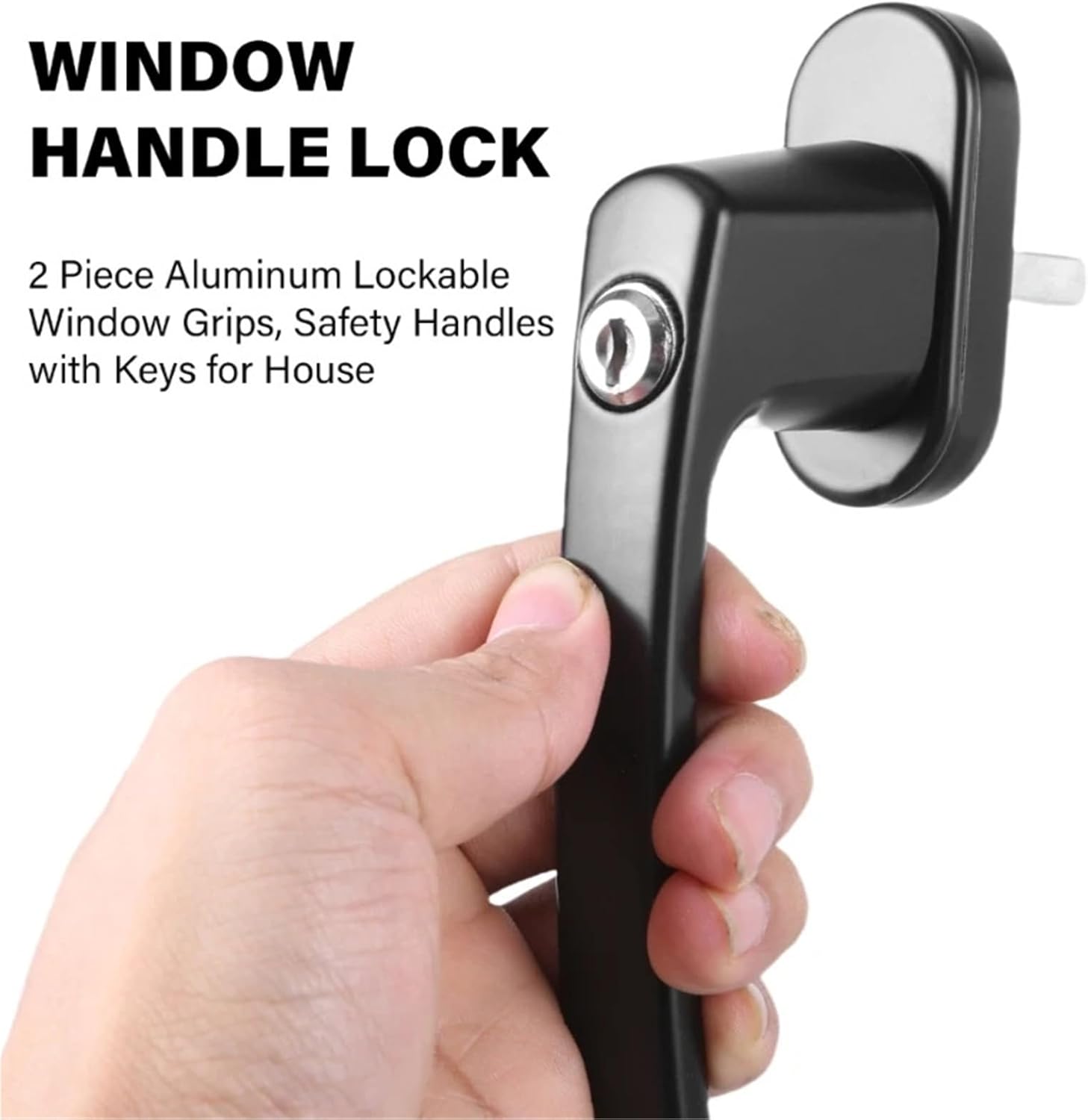 Window Locking Handle 4 Pcs Lockable Window Handle with Key Screws Stainless Steel Balcony Door Handle Safety Window Lock Handle