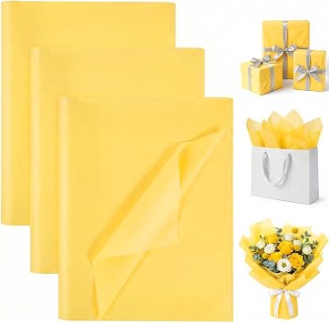 3 Otters 120 Sheets Yellow Tissue Paper, 14 X 20 inches