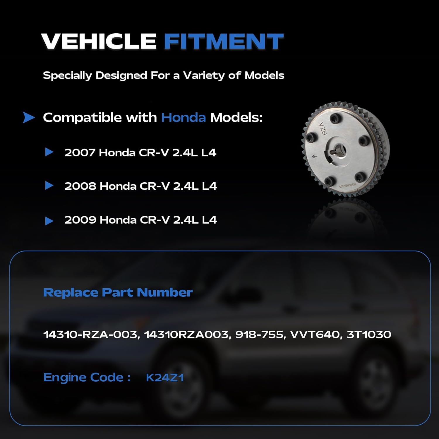 AUCERAMIC 14310-RZA-003 Intake Variable Valve Timing (VVT) Camshaft Sprocket Gear Adjuster Fits for 2007-2009 Honda CR-V 2.4L L4