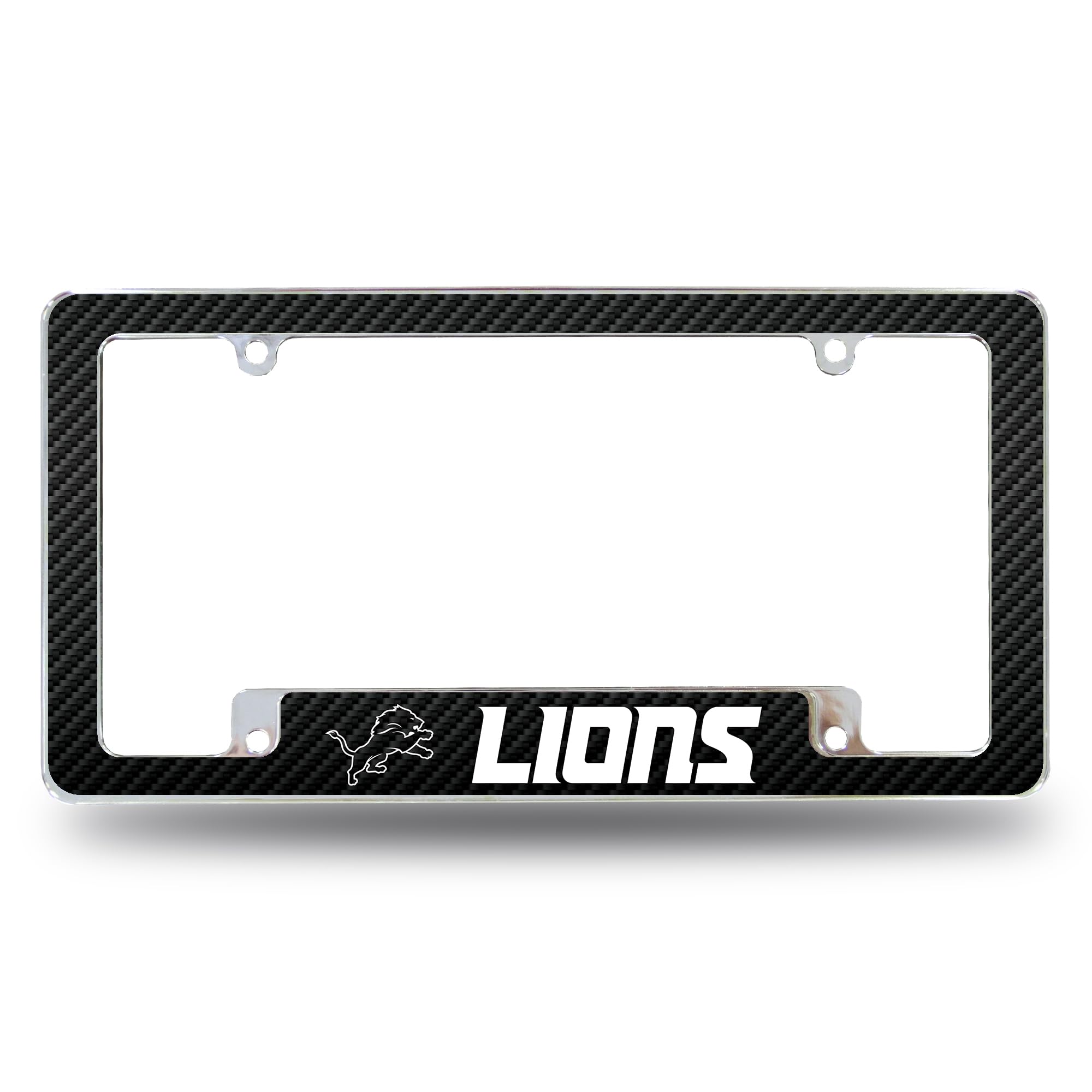 Rico Industries NFL Detroit Lions Black 12" x 6" Chrome All Over Automotive License Plate Frame for Car/Truck/SUV