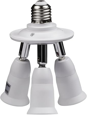 8T8 3 in 1 E26 Light Blulb Socket Splitter Adapter Converter 360 Degree Adjustable I Stardand LED Lamp Base Holder, Each Port 60 Watt, Total 180 Watt
