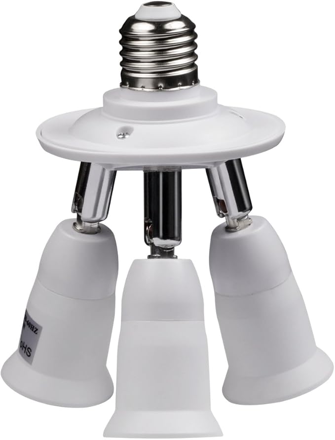 8T8 8T8 3 in 1 E26 Light Blulb Socket Splitter Adapter Converter 360 Degree Adjustable I Stardand LED Lamp Base Holder, Each Port 60 Watt, Total 180 Watt