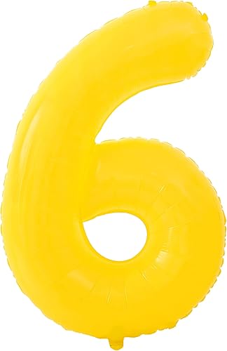 KatchOn Globo amarillo gigante del número 6, 40 pulgadas, globo de 6º cumpleaños para decoraciones de 6 años Negro,Tema de carrera,Azul,Marrón