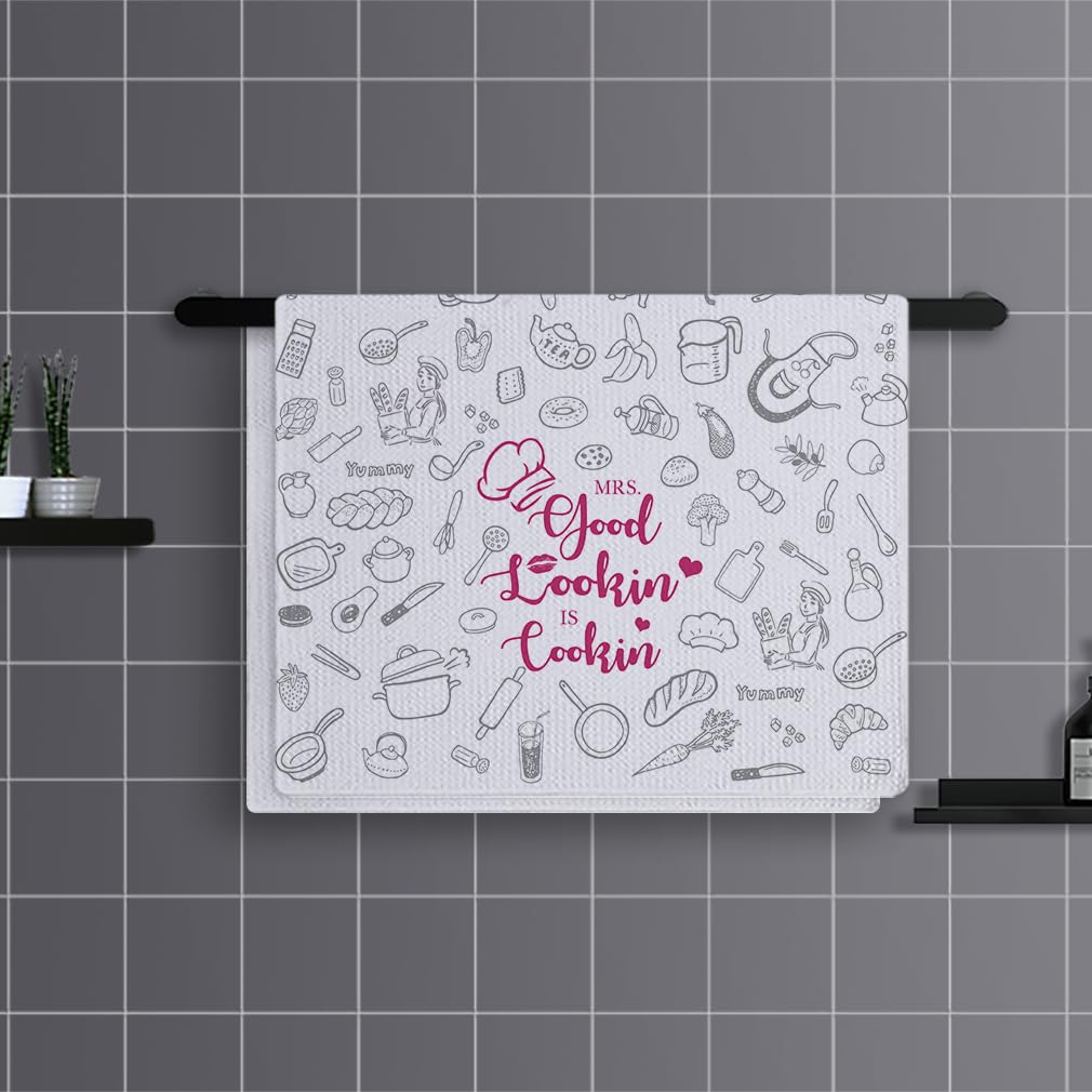 Trapos Cocina Estampado Gris Paños de Cocina Suaves y Absorbentes Paños Cocina Reutilizables Trapos de Cocina para Secar Toallas Lavable Toallas de Barra Juego de 4 (40x60cm)