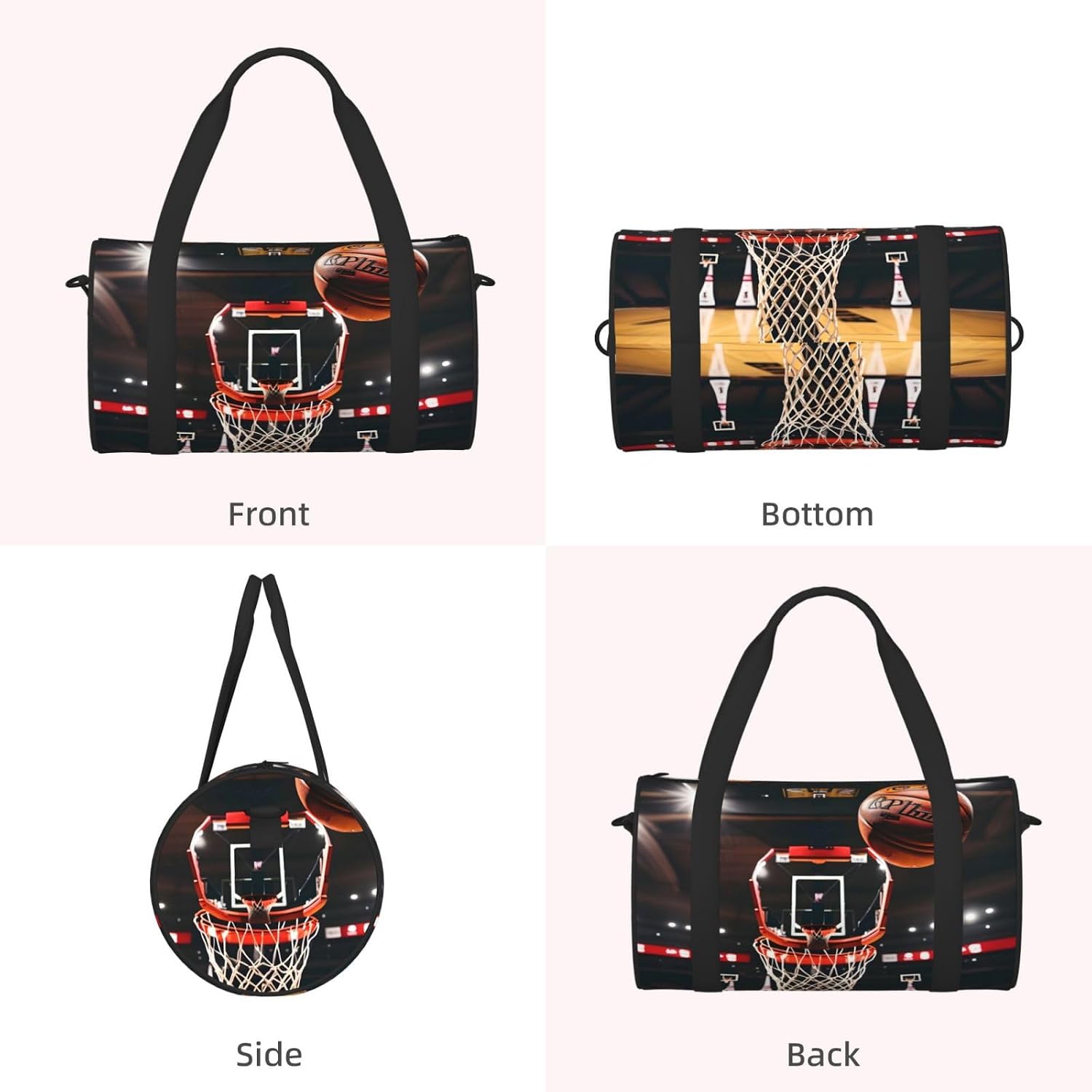Basketball Print Sports Tote Bag Lightweight Water-Resistant Gym Backpack Travel Supplies