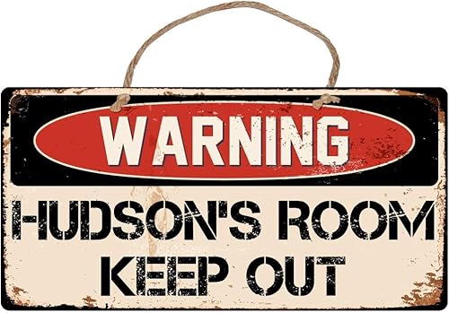 A429 Hudsons Room Keep Out - Letrero de advertencia de vinilo retro con texto en inglés "Keep Out"