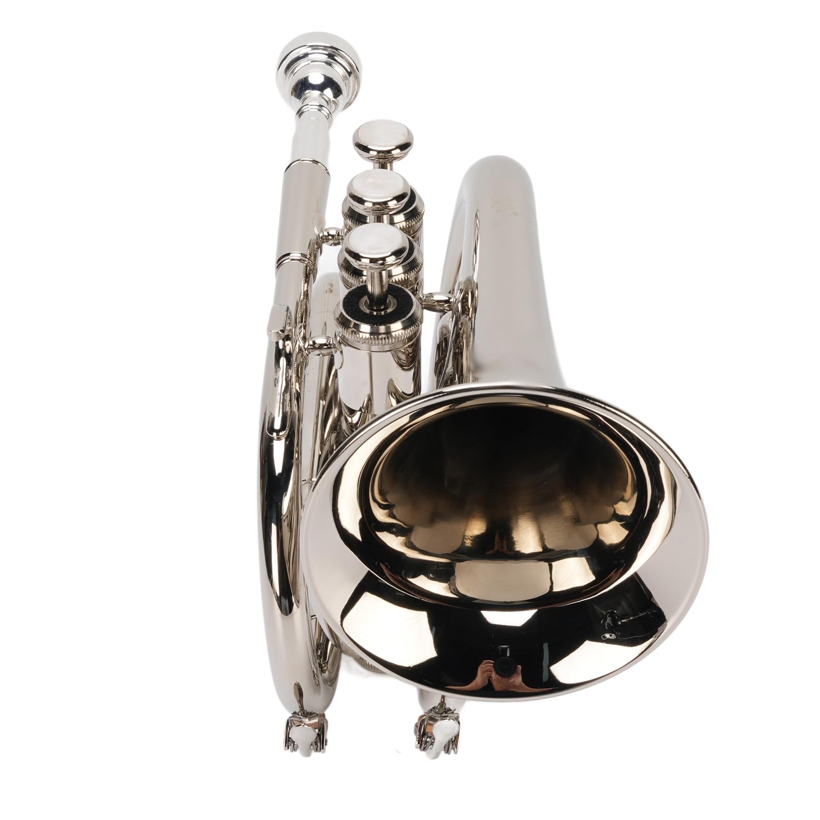 Bb-Trompete, N plattierte Basstrompete Ergonomische tragbare Bb-Taschentrompete für Anfänger, Studenten, Reisende und Profis, doppeltes Entwässerungsventil