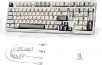 MAMBASNAKE Attack Shark X98 Wireless Mechanical Keyboard with Numpad,Gasket Mount Hot-Swap Pre-lubed Linear Switch,BT 5.0/2.4G/Wired,RGB Backlit Computer Gaming Keyboards for PC/Tablet/PS5/Xbox-White