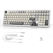 MAMBASNAKE Attack Shark X98 Wireless Mechanical Keyboard with Numpad,Gasket Mount Hot-Swap Pre-lubed Linear Switch,BT 5.0/2.4G/Wired,RGB Backlit Computer Gaming Keyboards for PC/Tablet/PS5/Xbox-White