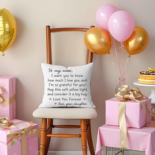 Miniatura 3 de Funda de almohada blanca de 18 x 18 pulgadas con texto en inglés To My Mom, regalo de cumpleaños para mamá, regalo suave de hija, Love You Forever