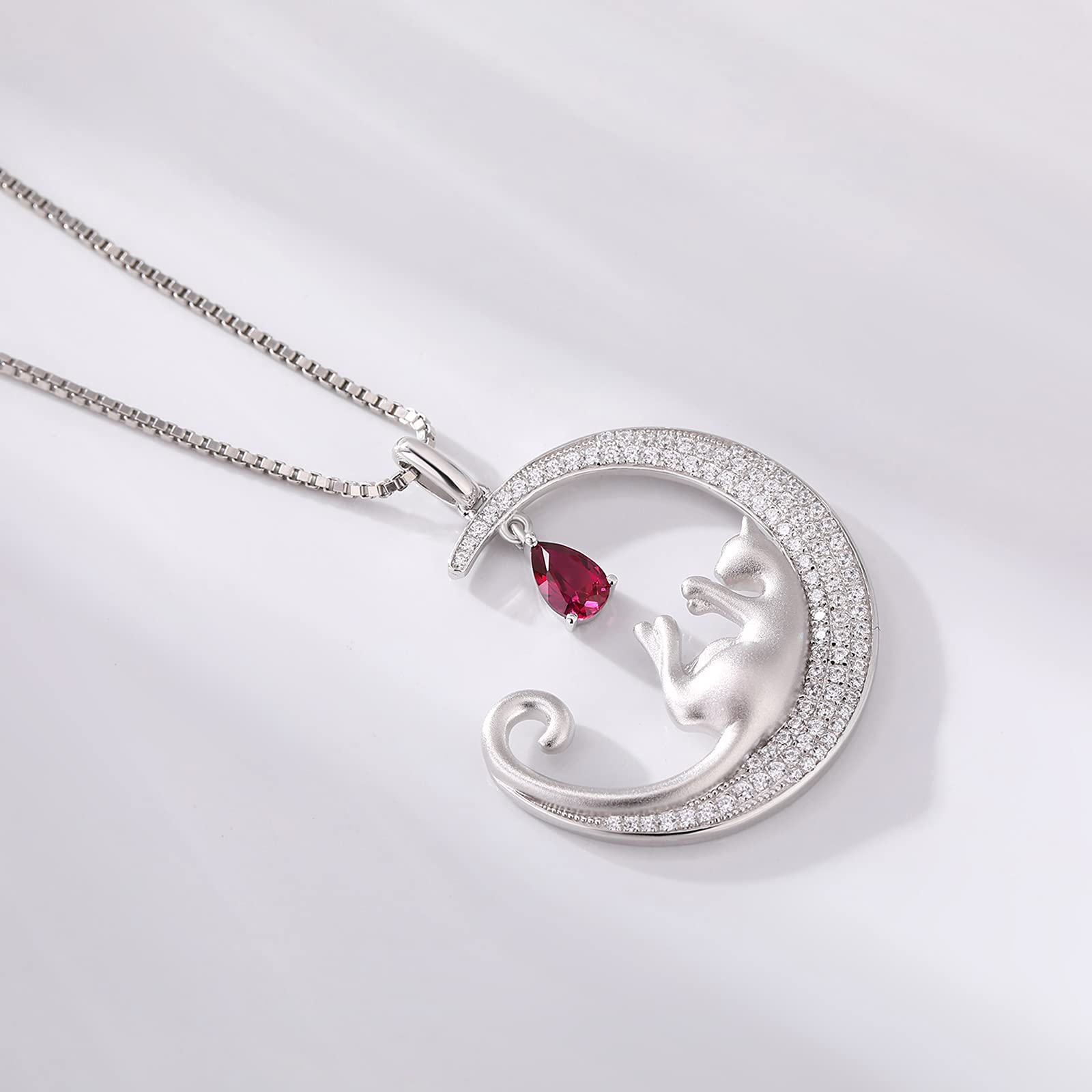 jiamiaoi Collana Gatto in Argento Sterling s925 Placcato Oro Bianco 18K per Donna