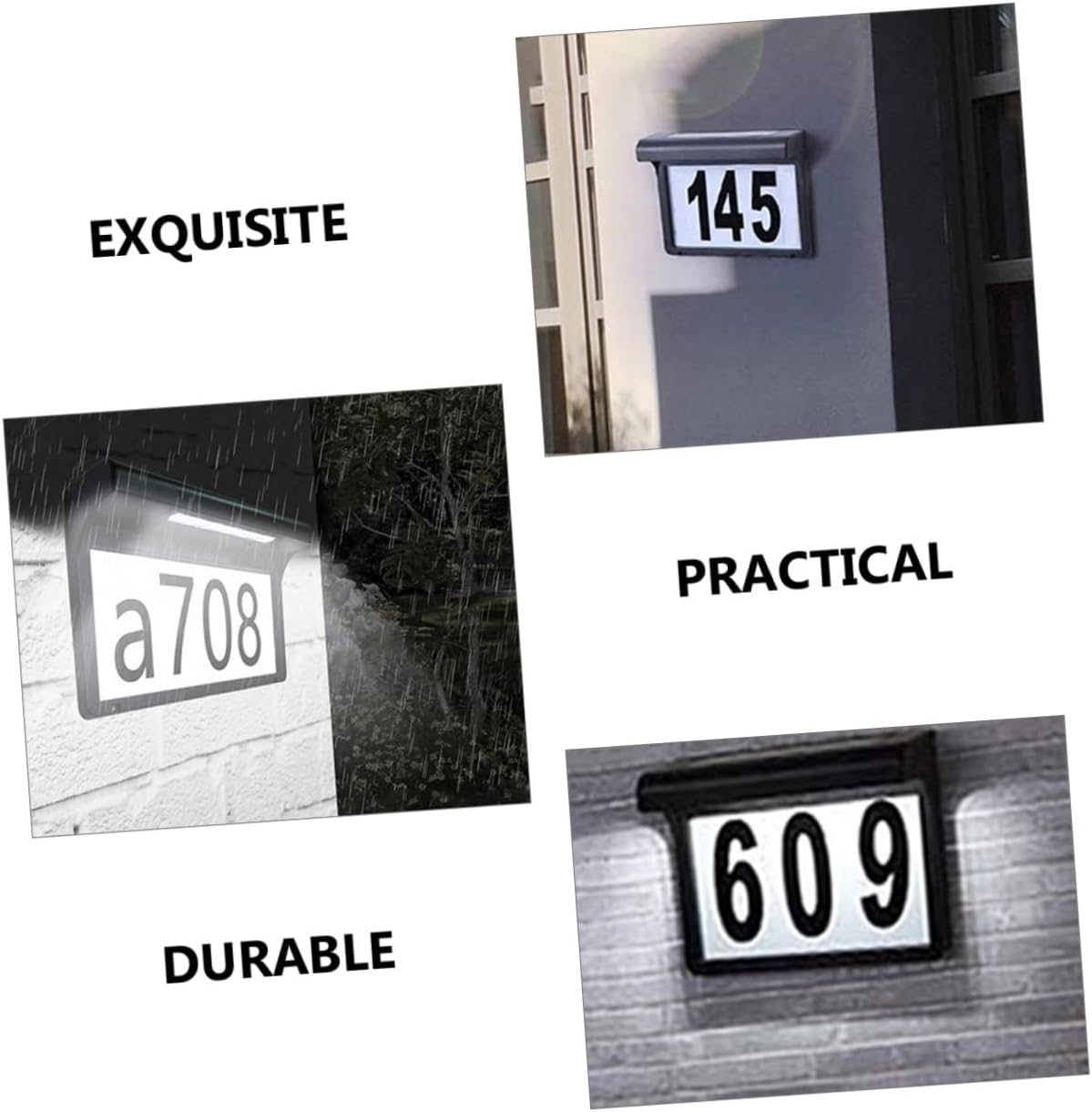 Gadpiparty Solar Address Plaque Light with House Numbers Led Sign for Garden and Patio Easy Installation Solar Powered Illuminated for Night Visibility