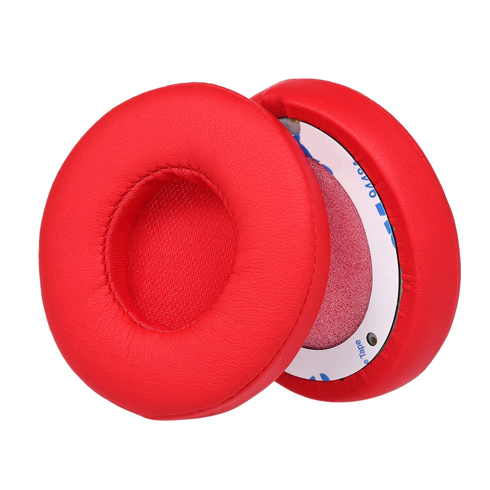 2Pcs Replacement Earpads Ear Pad Cushion for Beats Solo 2 / 3 On Ear Wireless Headphones Red