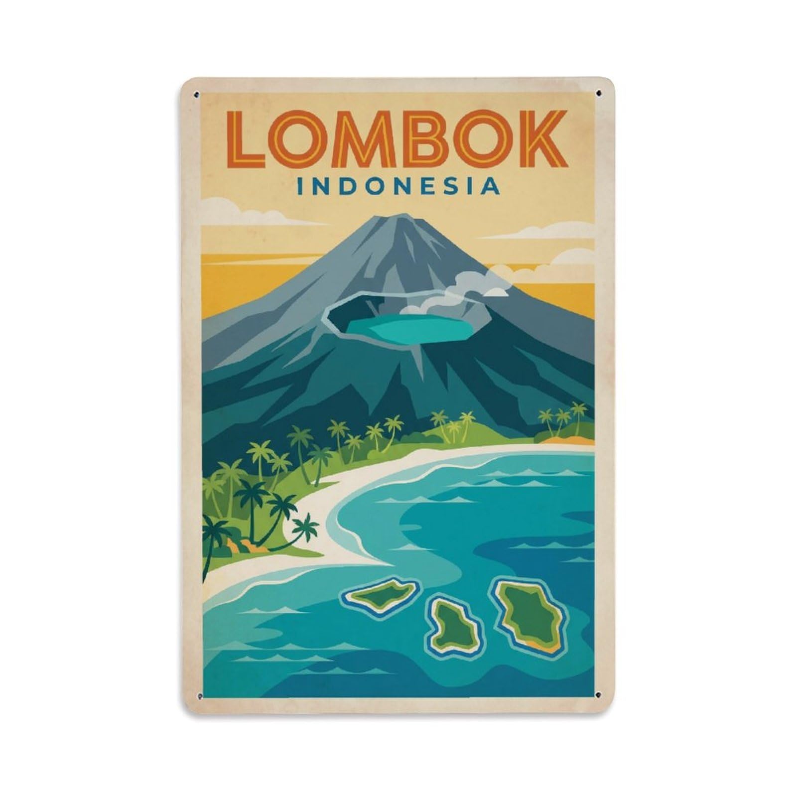Metal Tin Sign Travel Retro Indonesia Lombok