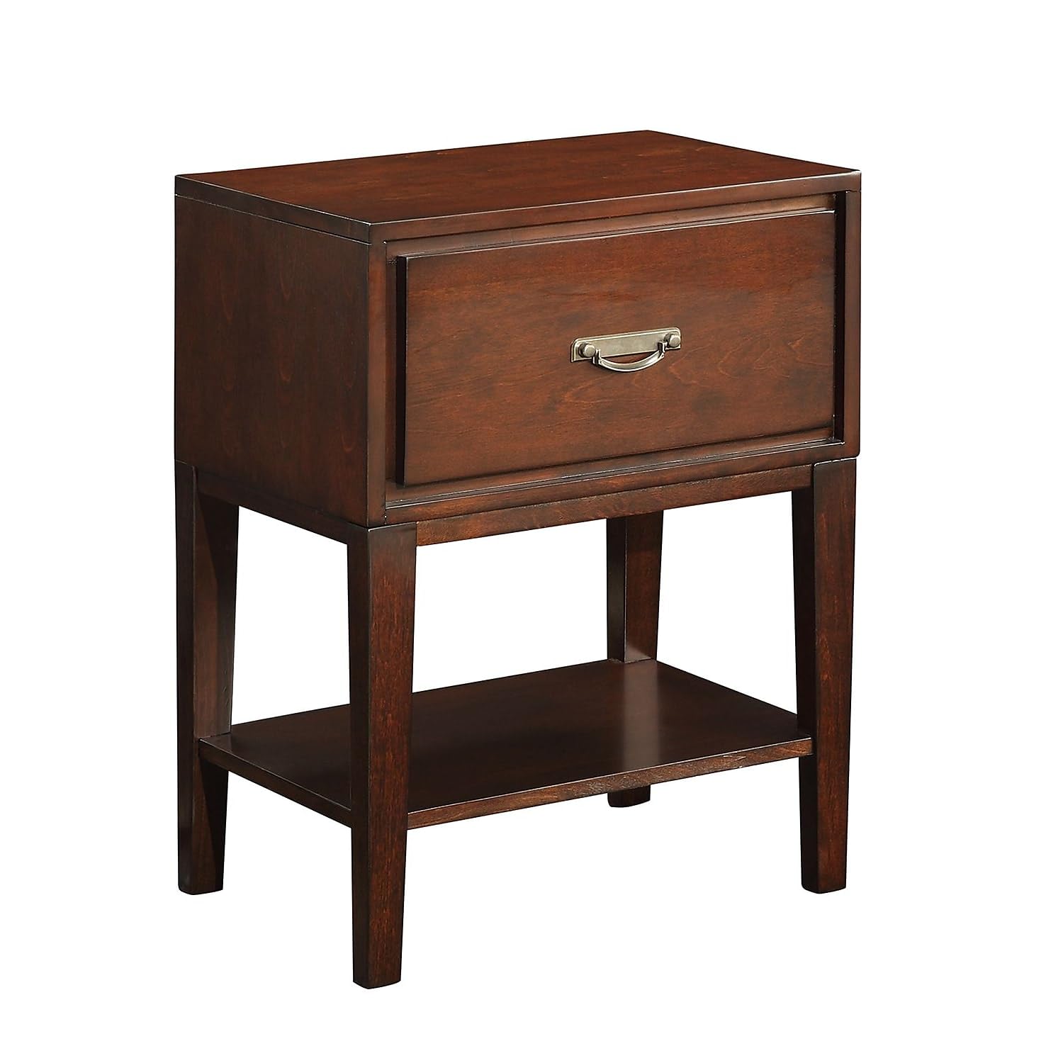 HomeBelle Rectangle Accent Table Nightstand, Espresso (78564A163W(3A))