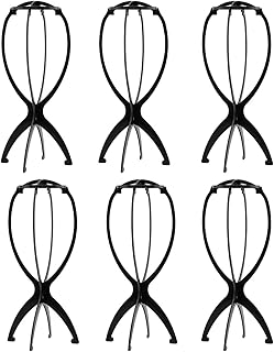 Wig Stand 6 Pack Wig head Stand Wig head ,6 PCS Wig Stand for 14.2 Inch wigs Portable Wig Holder Hat Display Portable Travel Wig Holder Stands for Multiple Wig Head Stand Stable (6 Pack Black )