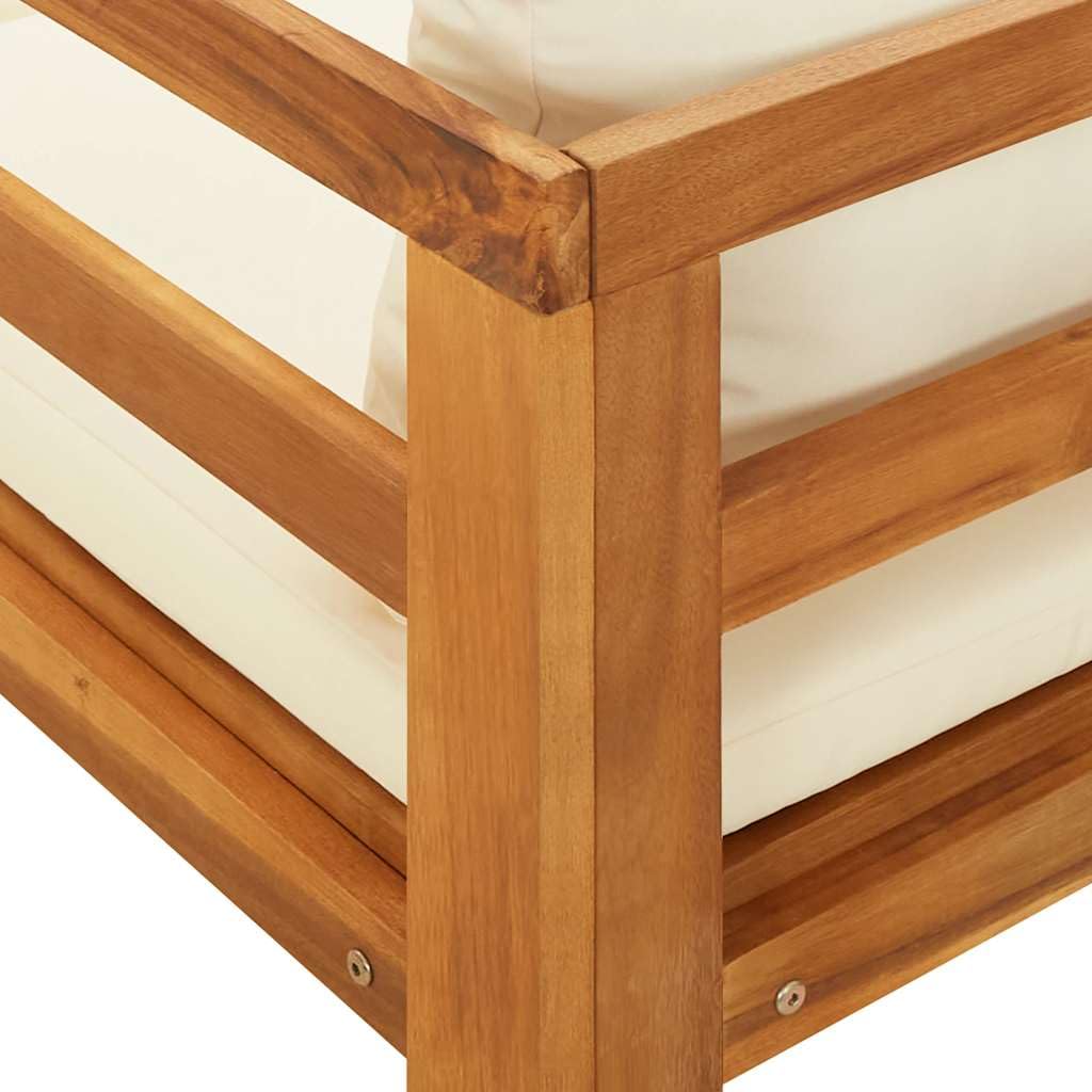 vidaXL Lettino Prendisole con Cuscini Bianco Crema in Acacia Massello