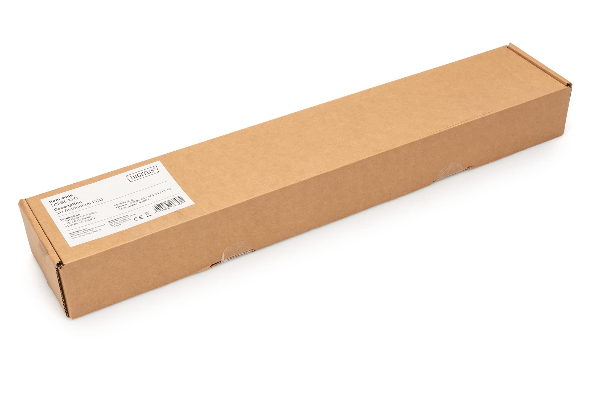DIGITUS Regleta - 12 tomas C13 - 1U - 250VAC - 50/60Hz - 10A - Con interruptor de protección de línea | Enchufe de entrada CEE7/7, 10 A, 2300 W, para armarios de red y servidores de 19 pulgadas