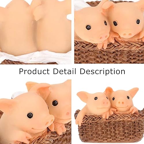 Miniatura 3 de Estatua de cerdo, mini figura de cerdo, decoración del hogar de resina, estatua de jardín de animales de la suerte para micro paisaje (cerdo en