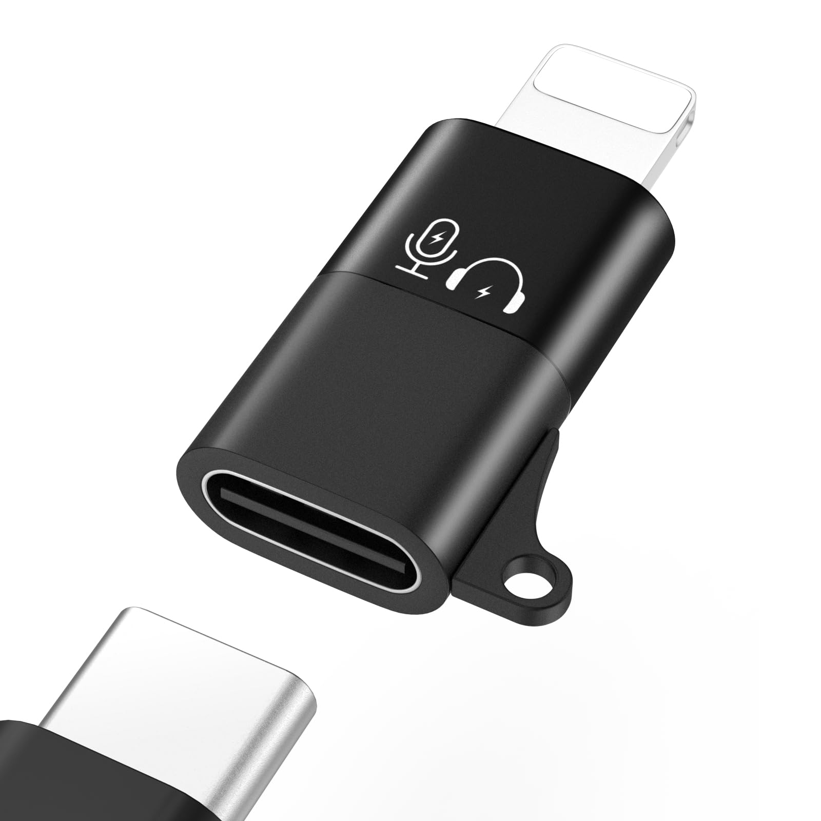 MoKo for DJI Mic Mini USB C to Lightning Audio Adapter for iPhone, 1 Pack, Black | Support Music Playback & Charging, Not for DJI Mobile Receiver & Phone Calls, For iPhone 14/13/12/11/USB-C EarPods