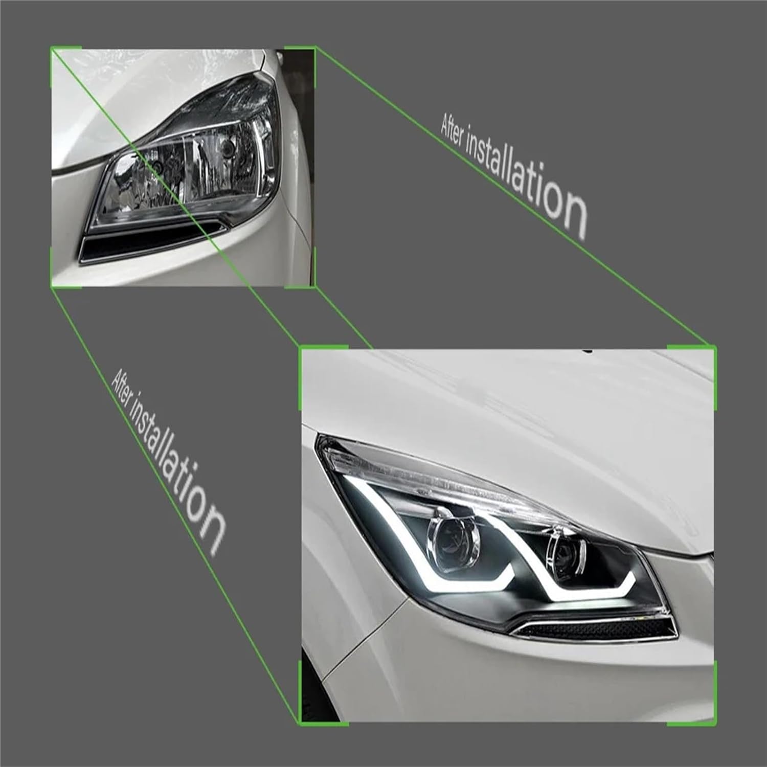 Automobile LED Headlight Compatible For Kuga LED Headlights 14-16 Escape Head Lamp Car Styling DRL Signal Projector Lens Automotive Accessories