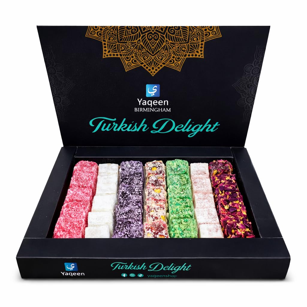 VEGAN Turkish Delight Luxury Mix Hamper Gift Box 7 different flavors Deluxe Sweets Oriental Marshmallow Gift Box Gourmet Soft Candy Vegetarian Halal 400 g