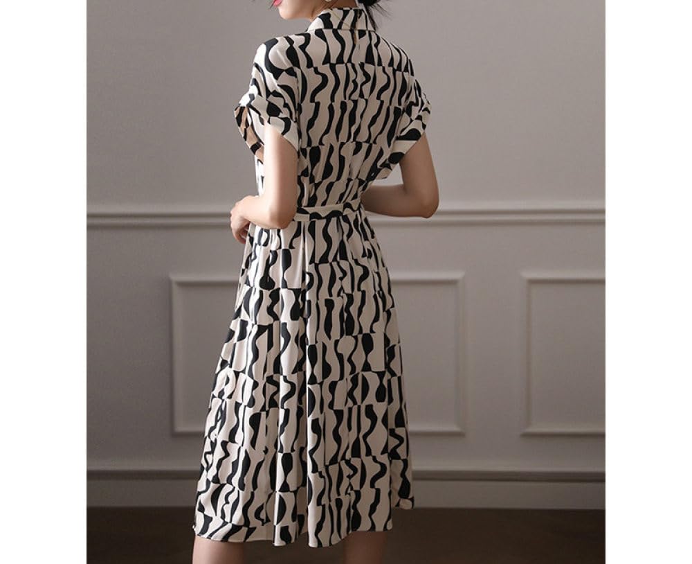 Oberteile Damen,Langes Tunika-Kleid Für Damen, Bluse, Hemden Mit Geometrischem Druck, Kurzärmelig, Weißes T-Shirt Mit V-Ausschnitt, Lässige, Lockere, Lange Bluse, Minikleider, Sommerblusen-Tunika-Ob