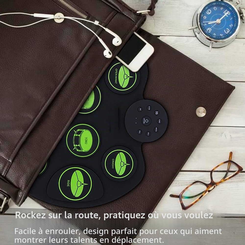 Btuty Ensemble De Batterie électronique - Kit De Batterie D'entraînement NuméRique Sensible Au Toucher 9 Pads De Batterie 2 Pédales (Sans Haut-Parleurs)