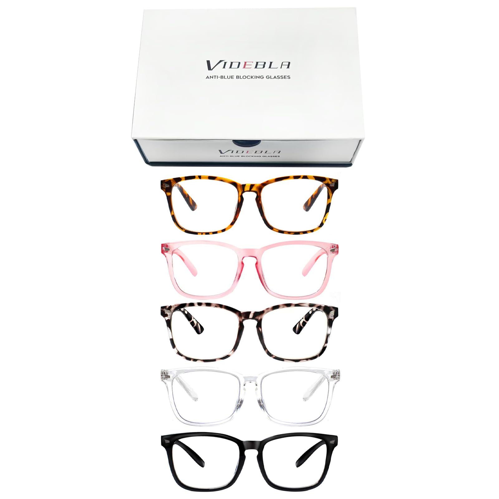 5 Pack Blue Light Blocking Reading Glasses,Spring Hinge Readers for Women Men,Anti UV Ray Filter Nerd Eyeglasses
