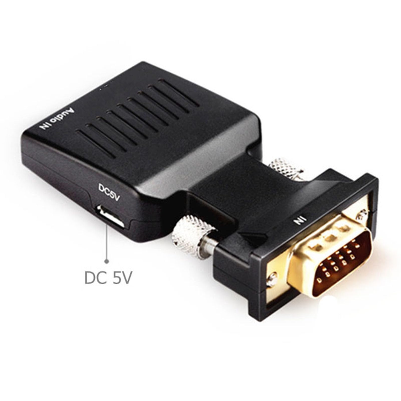 Topiky Adattatore Adattatore VGA a HDMI, Convertitore Adattatore Interfaccia Multimediale VGA a HD con Porta Audio da 3,5 Mm, Convertitore VGA Maschio a HDMI Attivo 1080P Supporta la