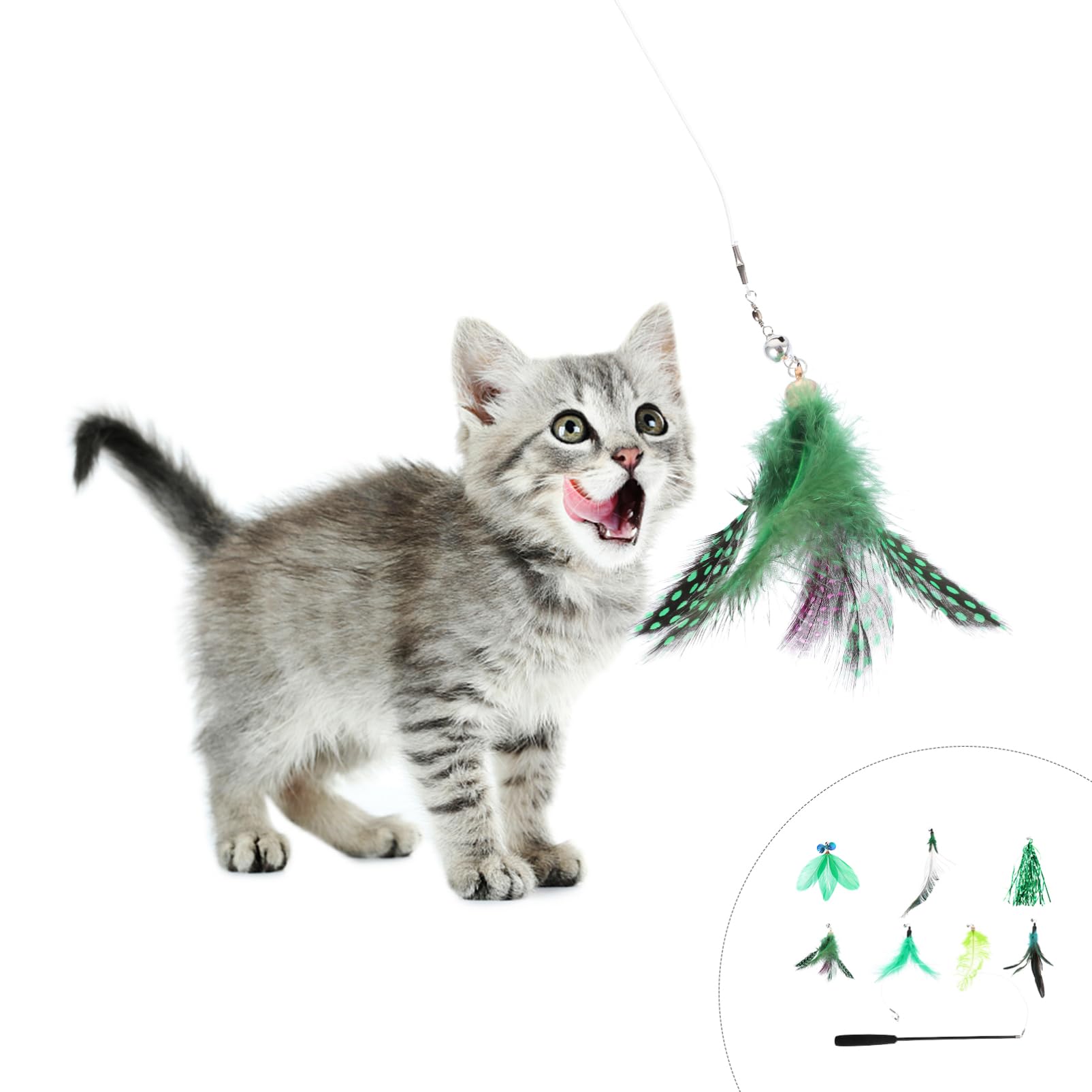 FRCOLOR 24stücke Teiliges Katzenspielzeug-Set Mit Interaktivem Spielstab Und Federn Für Katzen Und Kätzchen Fördert Bewegung Und Spieltrieb Sorgt Für Freude Und Gesundheit