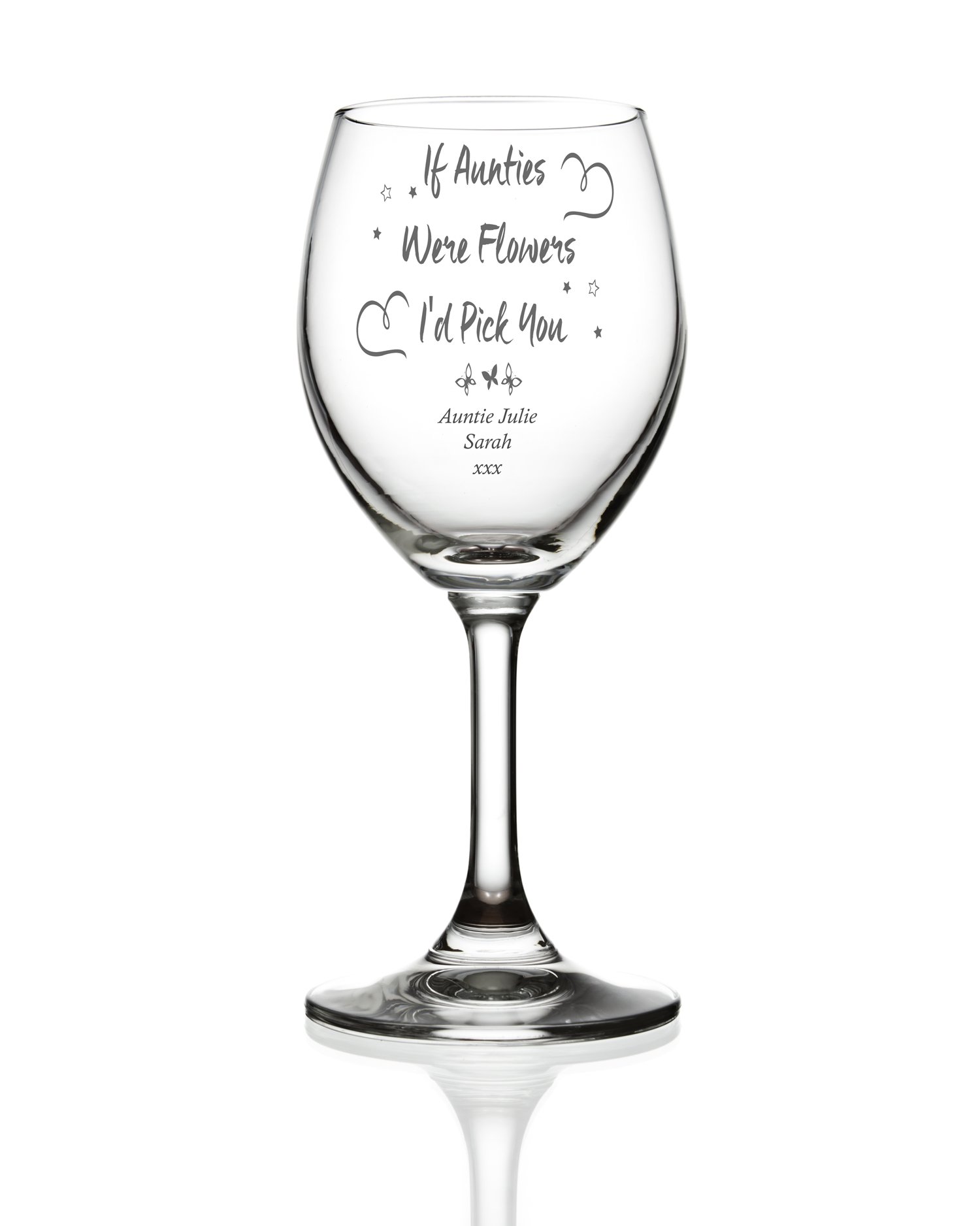 Ukgiftstoreonline Colorless Auntie Sentiment Personalised Engraved Wine Glass