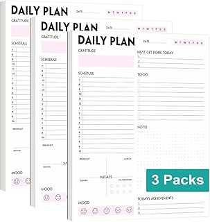 (Pack of 3) A4 Daily Planner Notepad - Tear-Off Daily Planning Pad, Organizer with To Do Lists, Schedule, Appointment, Productivity Tracker, 50 Undated Sheets, 3 Pack, Total 150 Sheets, 8.5 x 11 in