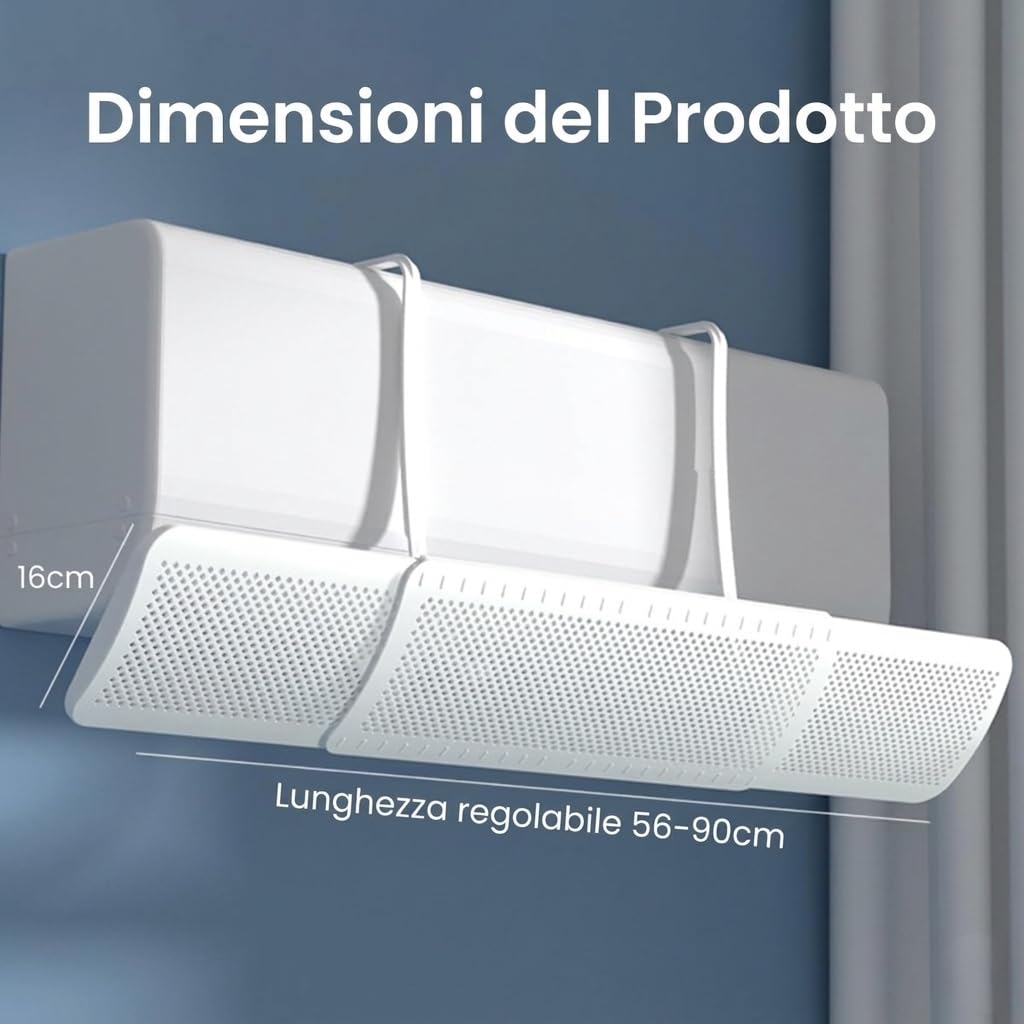 Deflector para aire acondicionado universal ajustable, desviador de aire acondicionado, antisoplado directo, fácil instalación, apto para casa, oficina, ancianos, bebés, mujeres embarazadas, blanco