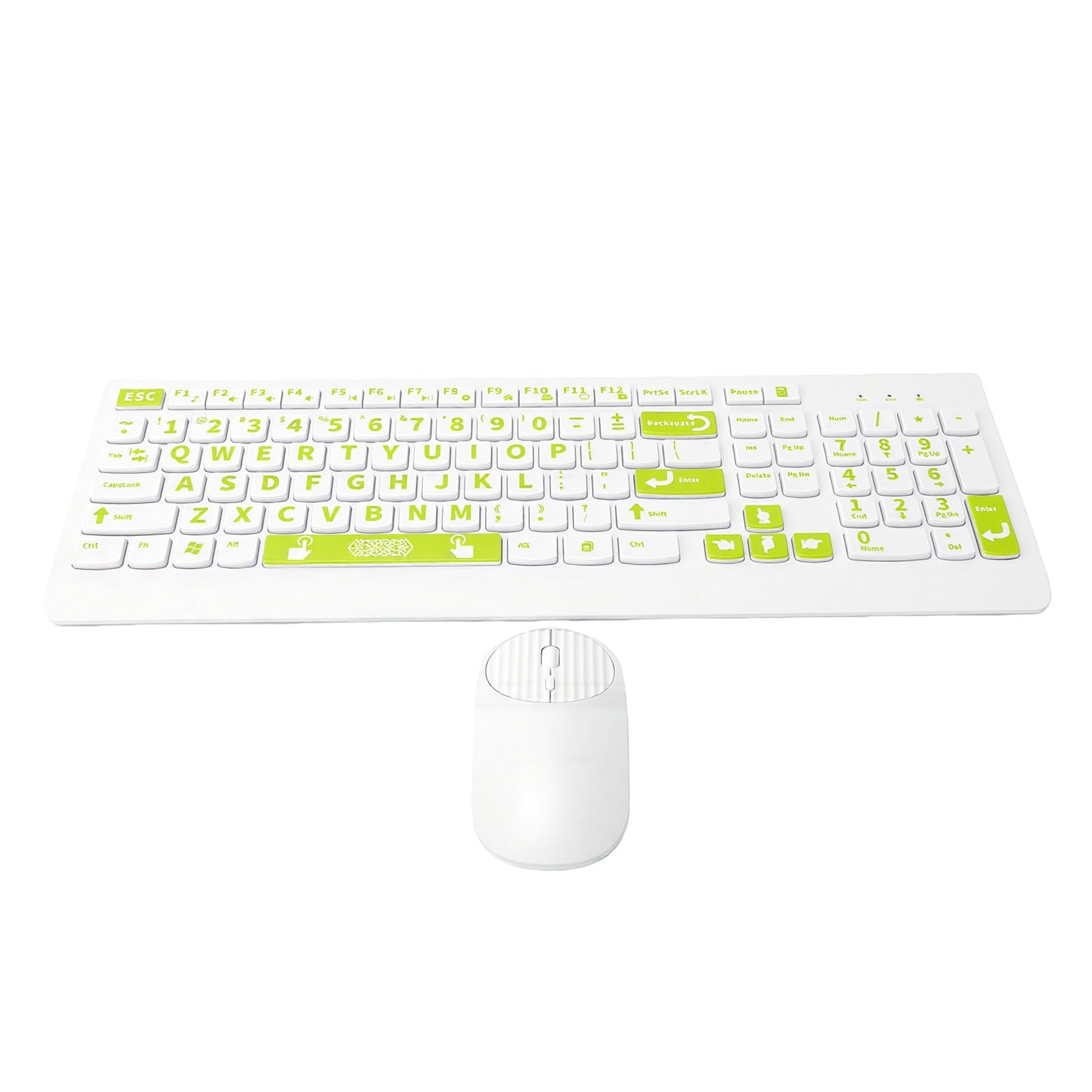 GOWENIC Teclado y Ratón Inalámbricos de Letra Grande con USB (Green)