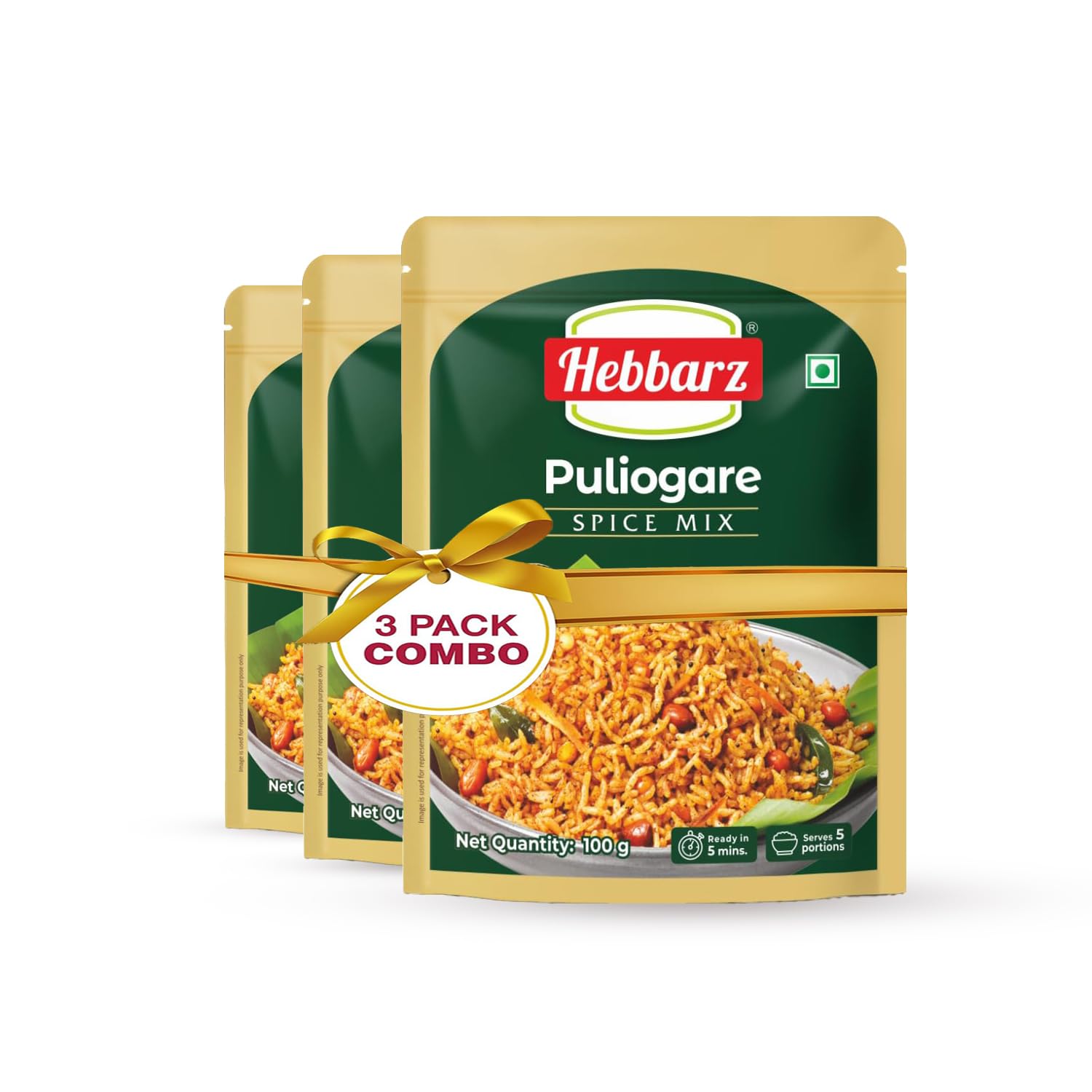 Hebbarz Puliogare Spice Mix, 300 grams (Pack of 3, 100 grams each) | Puliogare Powder | Puliyodarai Podi | Puliogare Pudi | Pulihora Podi | Puliyogare Masala | Tamarind Rice Powder (B0DBX3KD38) Amazon Price History, Amazon Price Tracker