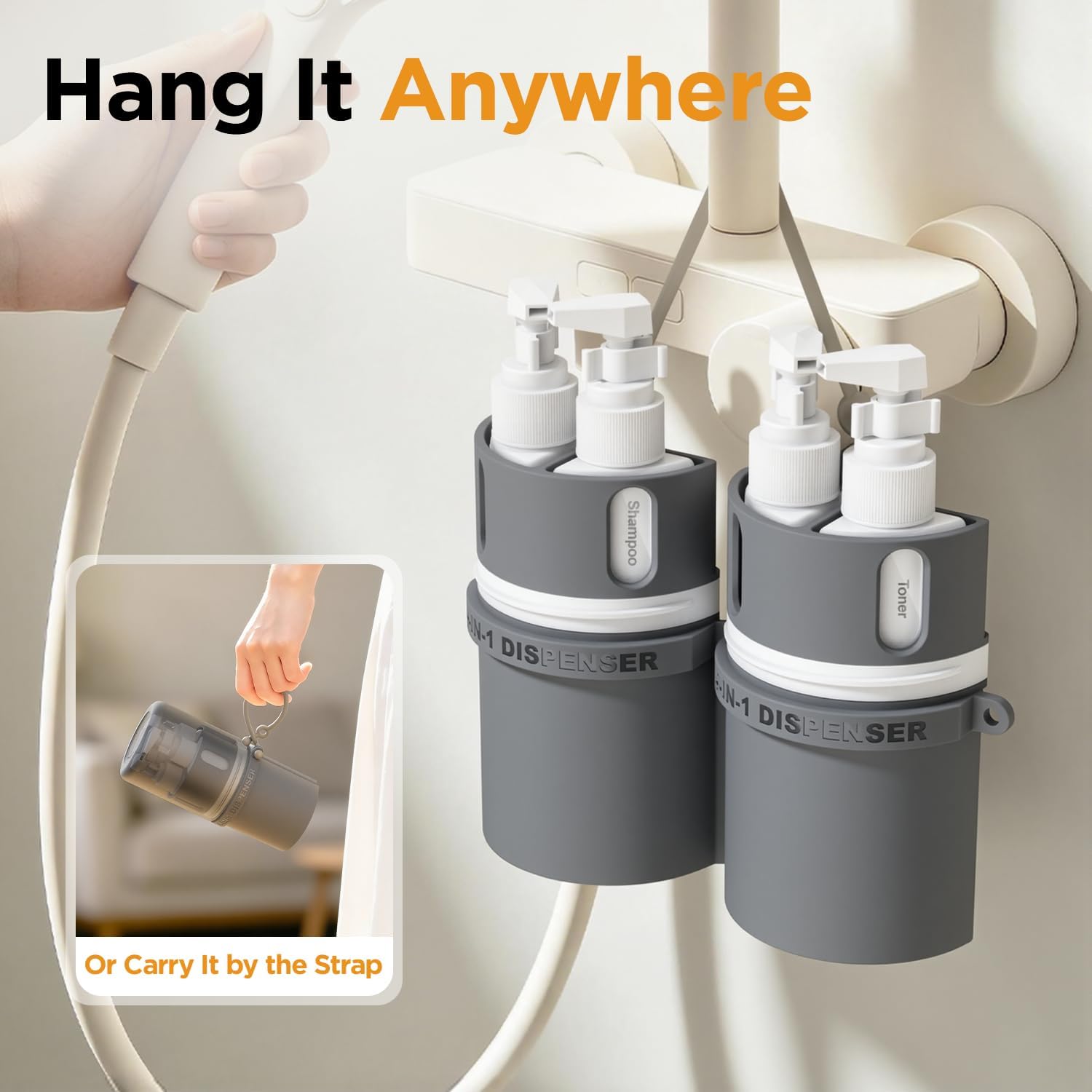 4 in 1 Travel Dispenser Bottle, Travel Toiletry Bottles with Suction Cups