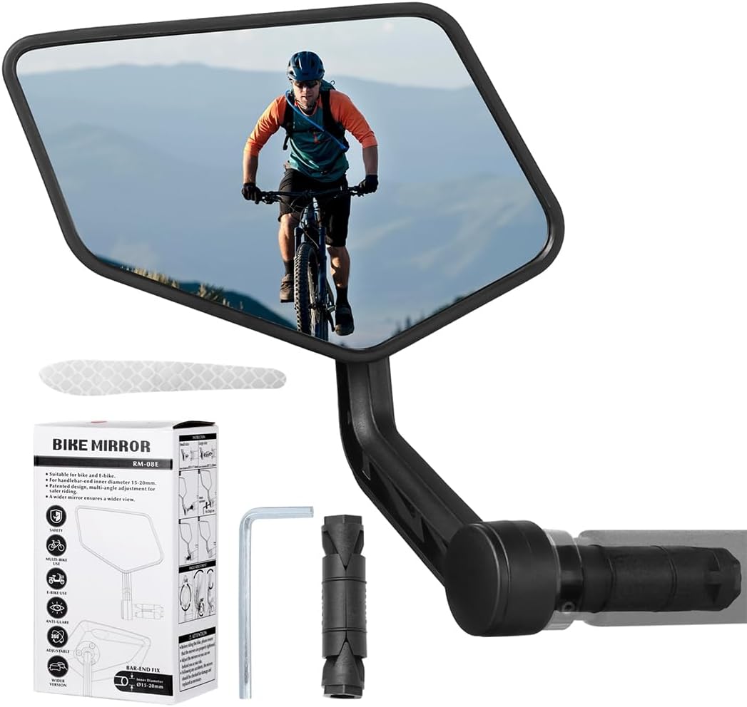 360° Adjustable Bar End Mirror, Rearview Mirror With Reflective Strip For E-Bikes, Scooters & Mountain Bikes