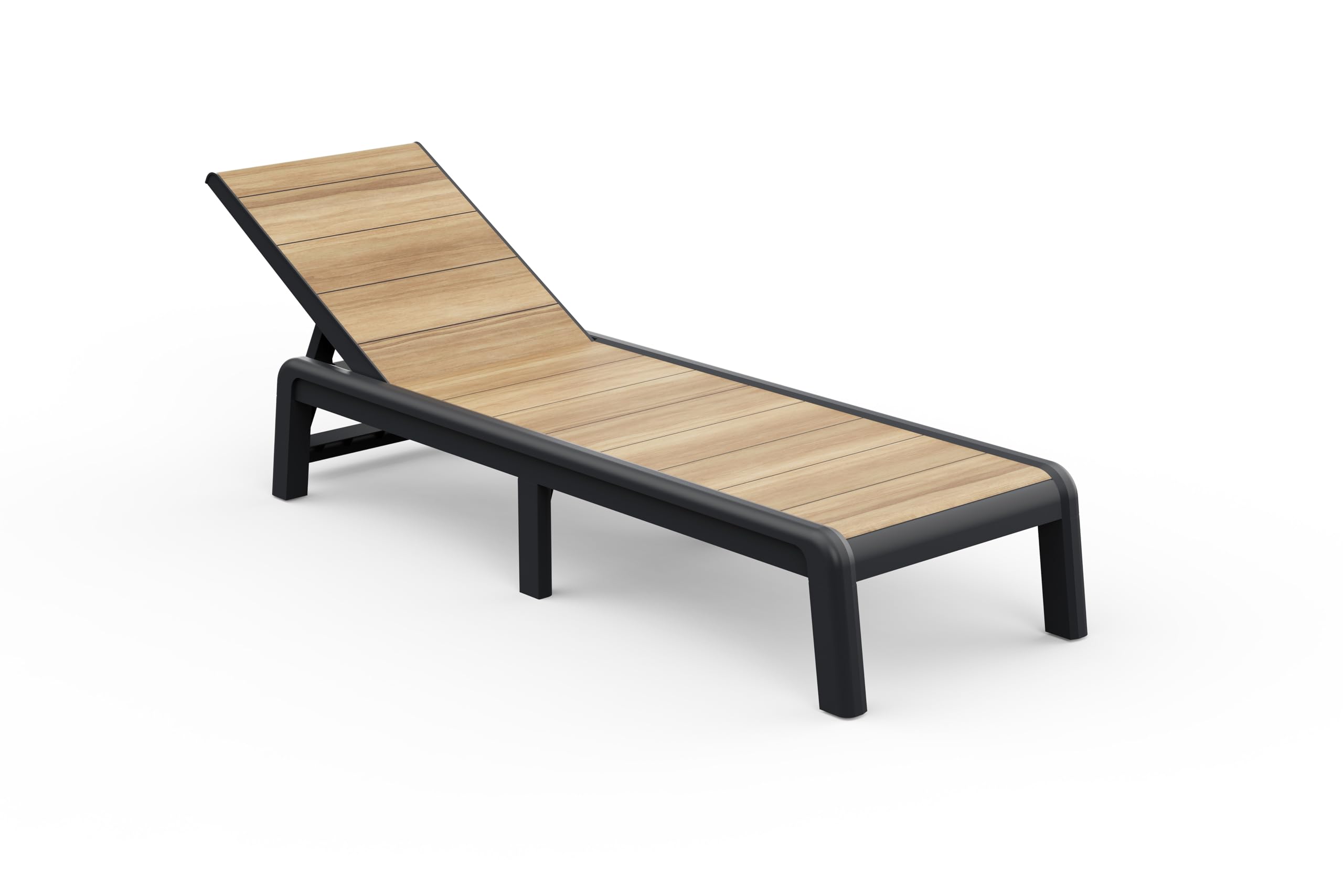 Keter Avon Lettino Prendisole Pieghevole da Esterno, Ideale per Giardino e Terrazzo, Finitura Effetto Legno, 191,5x58x34,5H cm, Colore Marrone