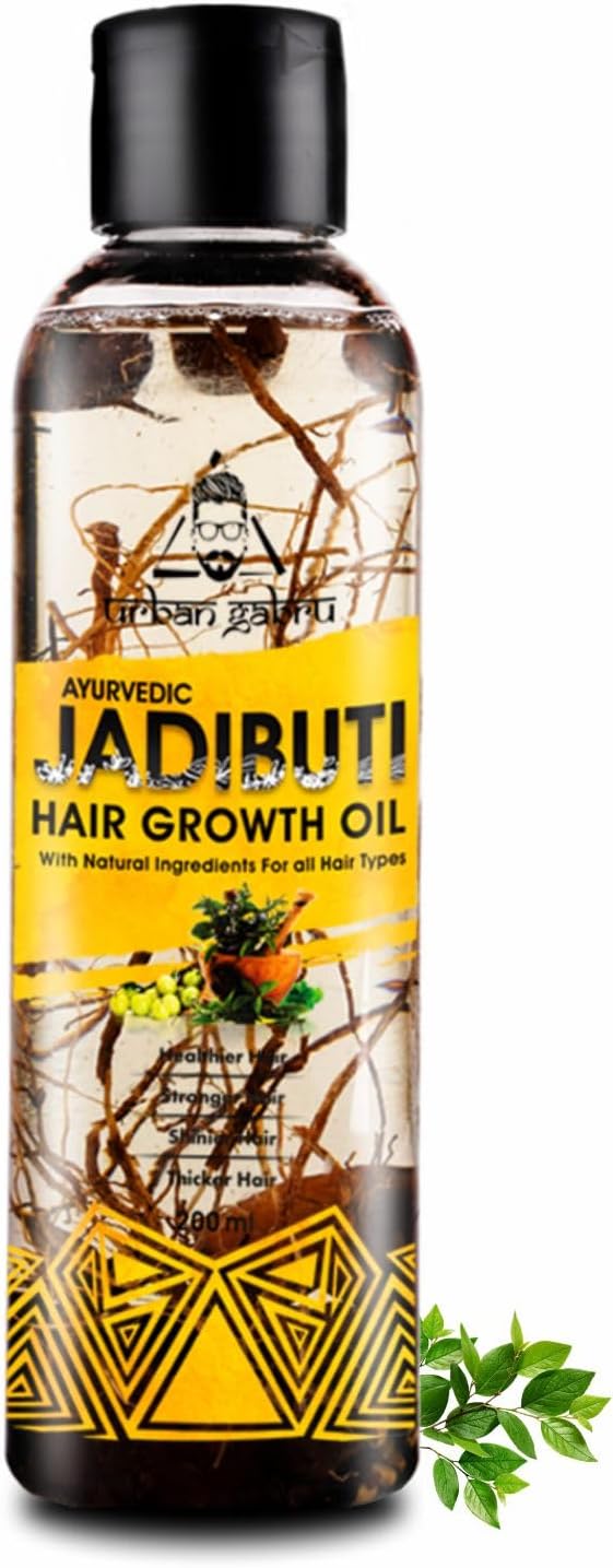 UrbanGabru Ayurvedic Jadibuti Hair Growth Oil - 200ml | For Hair Regrowth and Hair Fall Control with Natural Herbs | For Heathy and Strong Hair