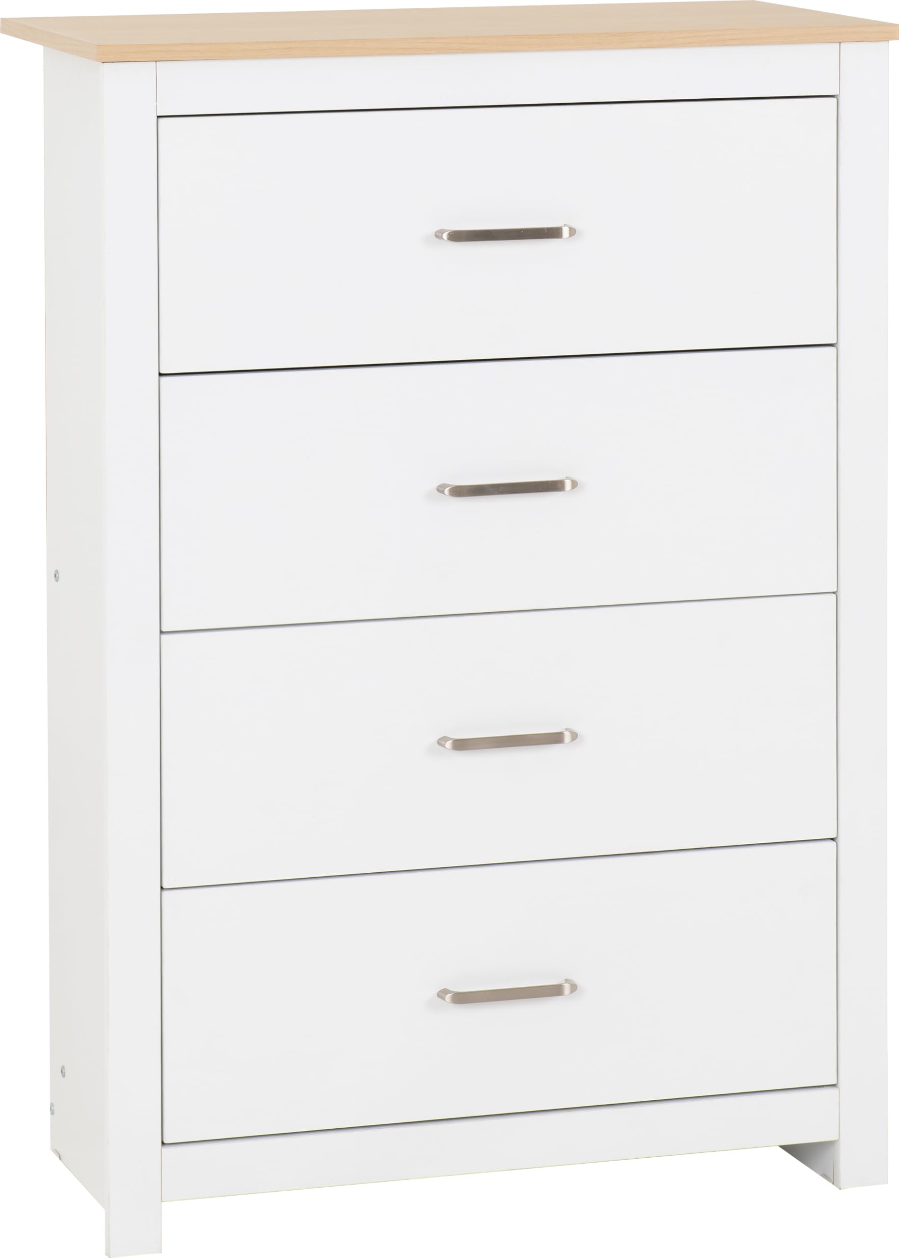 Seconique Portland Oak Effect 4 Drawer Chest - White/Grey