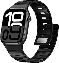 [Maledan] アップルウォッチ用 バンド スポーツ 薄型 シリコン マグネット 42mm 44mm 45mm 46mm 49mm 38mm 40mm 41mm 二重脱落防止 通気性 軽量 Compatible with Series Ultra/Ultra2/10/9/8/7/6/SE/5/4/3/2/1対応 メンズ レディース