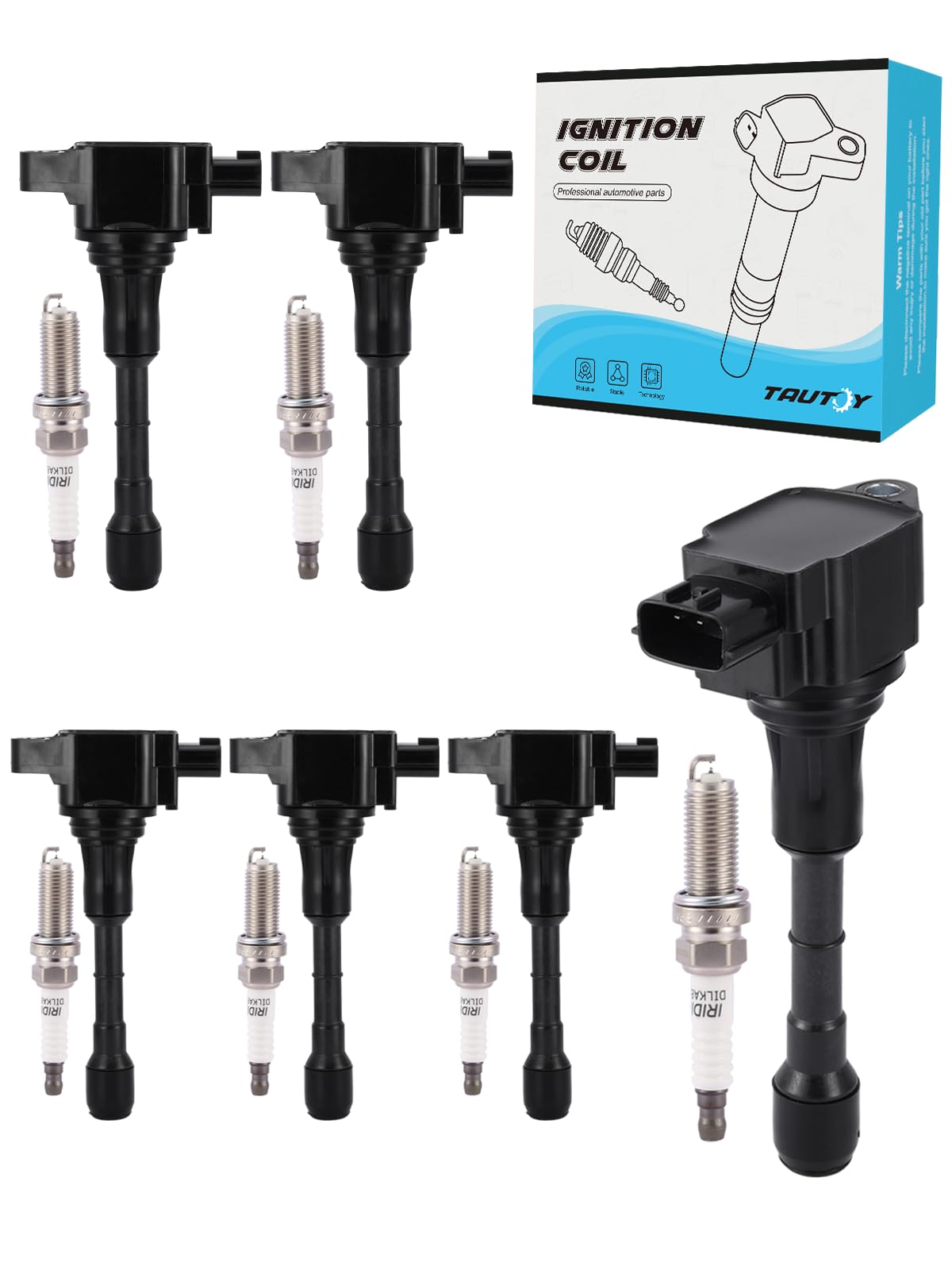 TAUTOY UF617 Ignition Coil Pack Spark Plug (3.7L) 6 PCS For INFINITI EX37 FX37 2013,FX50 5.0L G37 2009-2013,M37 2011-2013,Q60 2014-2015,Q70 QX50 QX70
