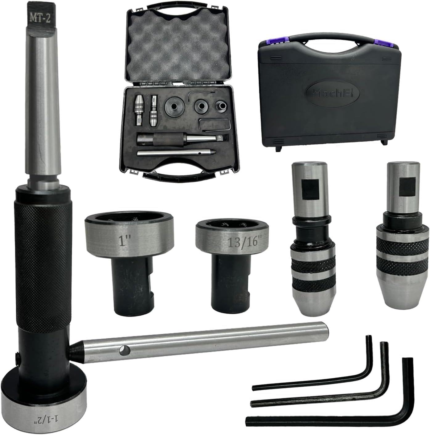 MachEl Tapping, Reaming, and Threading Die Holder Set for Lathe Tailstock (MT2)