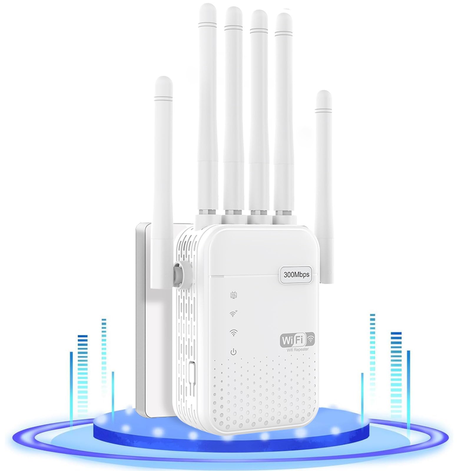 Repetidor WiFi, Amplificador señal WiFi Potente,6 Antenas,Cobertura 9800 m², Modo Repetidor/Router/Ap, Compatible con Todos los Routers, Adecuado para Uso Doméstico y de Oficina-ZB