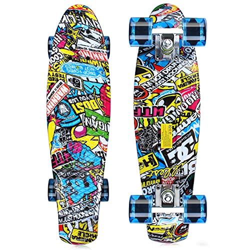 GORIFEI Skateboards for Kids Beginner Ages 6-12, 22 Inch Penny Boards for Girls Boys, Retro Graffiti Mini Cruiser Skateboards, Youths Skateboards, Toddler Skateboards for Girls Boys Kids